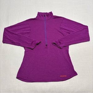 Women’s Patagonia Wool Blend Base Layer Half Zip Pullover | Size Large | READ